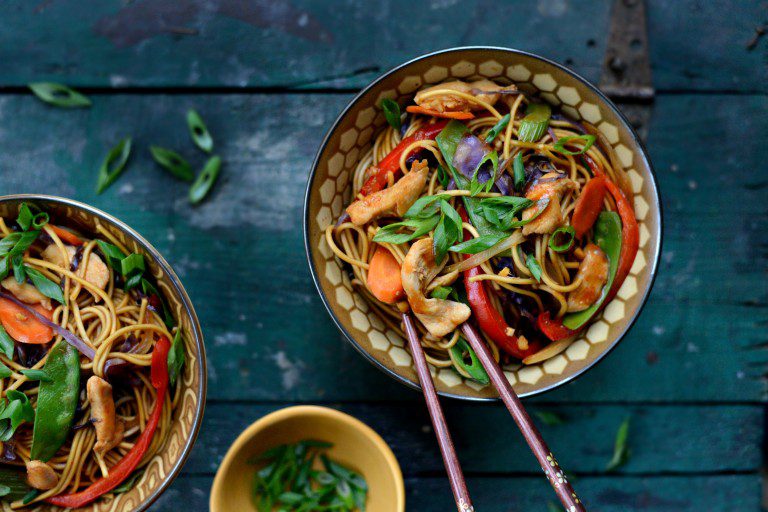 easy chicken rainbow veggie stir fry l simplyscratch.com 34 768x512