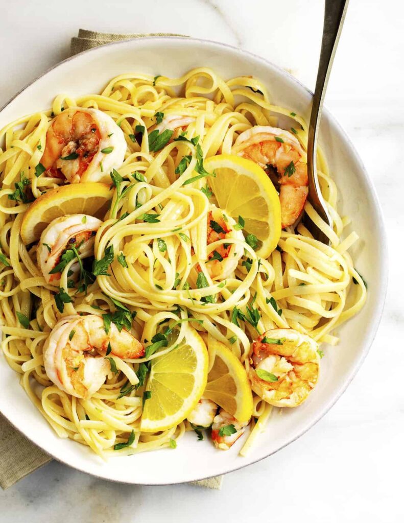 lemon garlic shrimp pasta