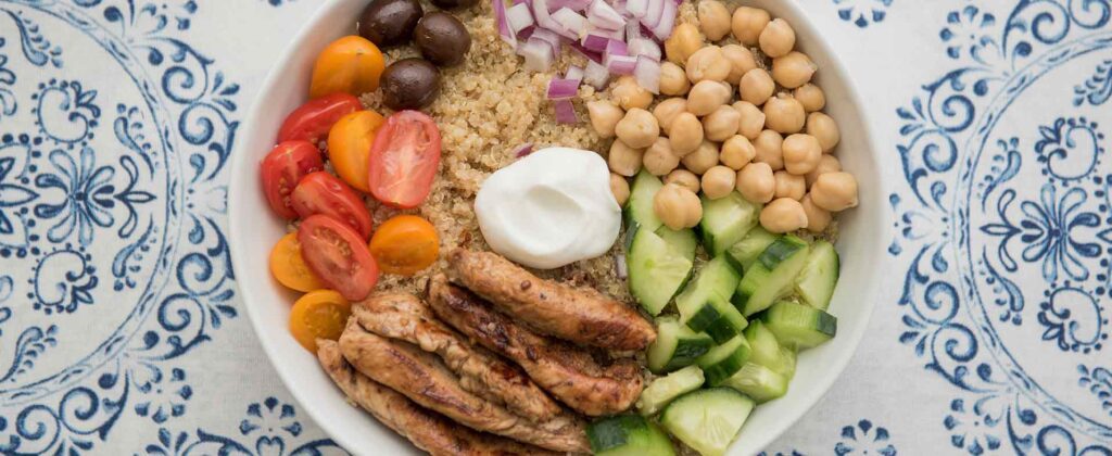greek chicken grain bowl